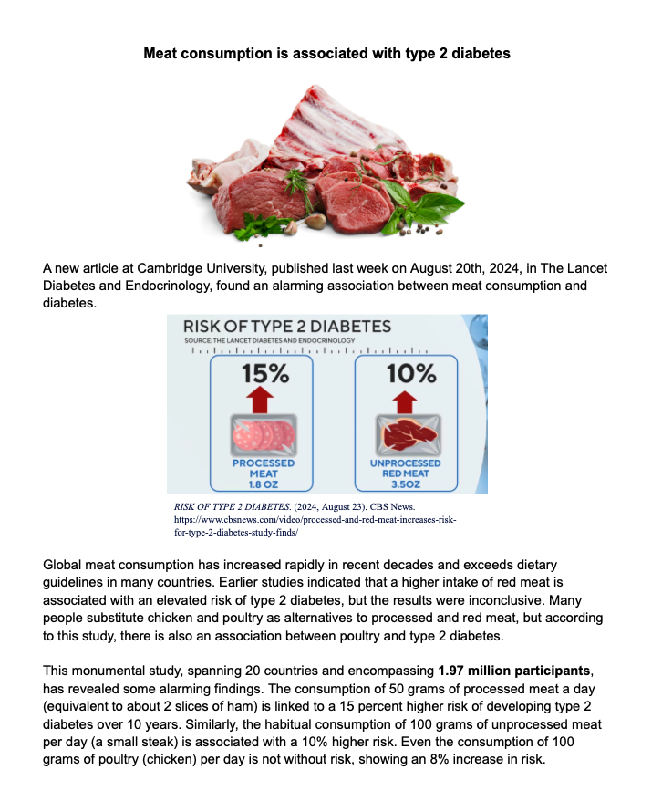 Meat consumption is associated with type 2 diabetes